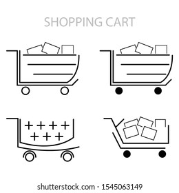 Set collection of vector shopping cart icons. flat design vector.
