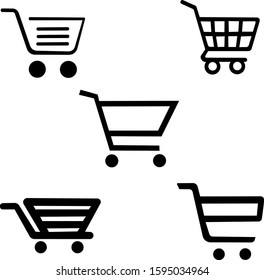 Set collection of vector shopping cart icons.Shopping trolley icon
