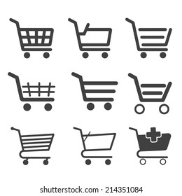 Set collection of vector shopping cart icons