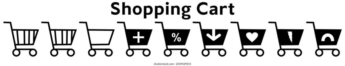 Conjunto de iconos de carrito de compras vectorial.