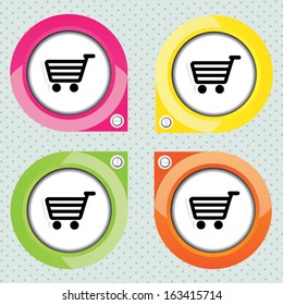 Set collection of vector shopping colorful cart icons.