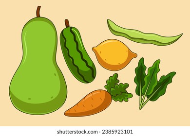 Set Collection of Vegetable Element Design