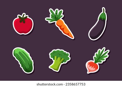 Set Collection of Vegetable Sticker