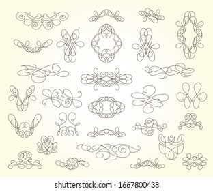 Set Collection of Vintage Ornament Elements .