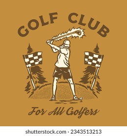 Set Collection Vintage Retro Golf Illustration t-shirt, logo badge vector Illustration