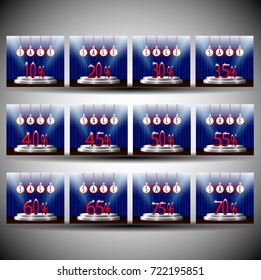 set collection the vintage Retro Theater with banners