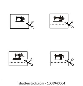 Set collection vintage sewing machine logo