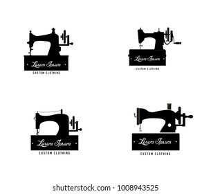 Set collection vintage sewing machine logo