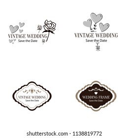 Set collection vintage wedding floral vector