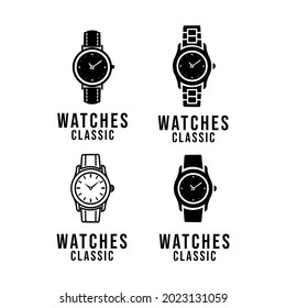 set collection watch vintage luxury logo icon design vector