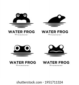 set collection Water Frog logo vector design template, Silhouette animal, Illustration isolated background	