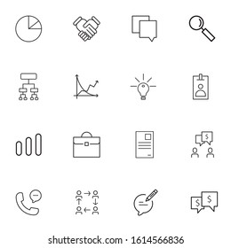 Set, collection of web line icons, outline icons isolated on white background, business analytic, developing, office related icons  EPS Vector 