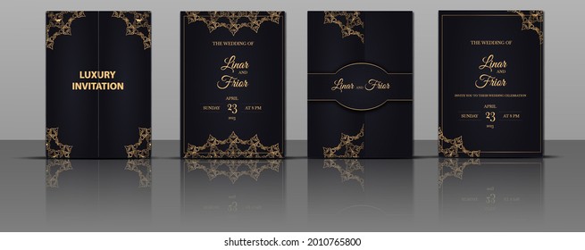 Set-Sammlung Hochzeitseinladungskarten-Design; Ornament, Hochzeit, Element, Vintage, sehr elegant, Jubiläum