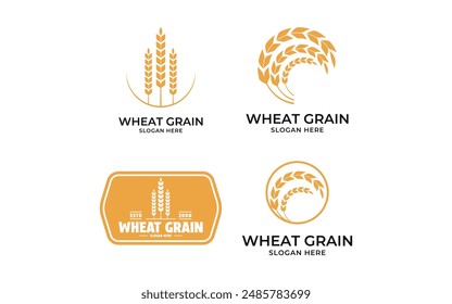 Set Kollektion Weizen Landwirtschaft Logo Design Konzept Idee