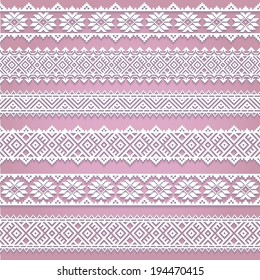 Set collection of white lace horizontal borders with shadow, ornamental paper lines isolated on pink background. Vector illustration.