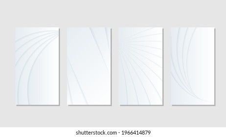 Set Collection White Paper Cut Background Vector Shadows Template Design Abstract Shapes