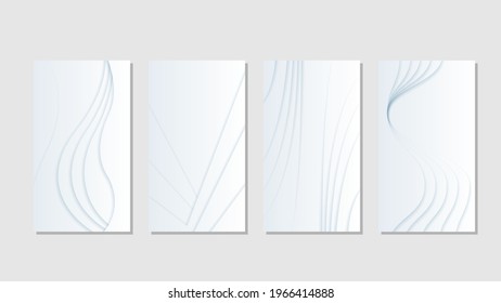 Set Collection White Paper Cut Background Vector Shadows Template Design Abstract Shapes