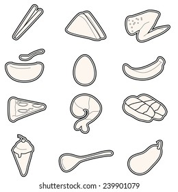 a set of collection of white simple food icons