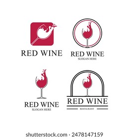 set of collection wine glass logo design with splash concept