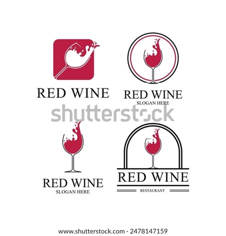 set of collection wine glass logo design with splash concept