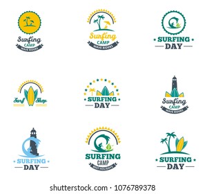 Set collectionh summer surfing logo