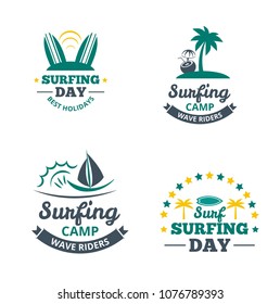 Set collectionh summer surfing logo