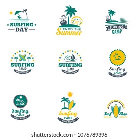 Set collectionh summer surfing logo