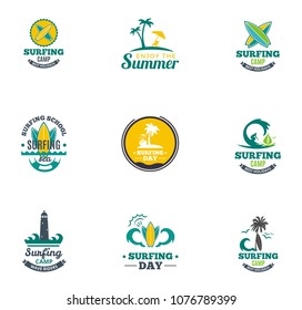 Set collectionh summer surfing logo