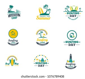 Set collectionh summer surfing logo