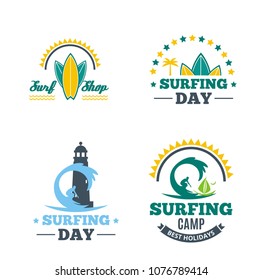 Set collectionh summer surfing logo