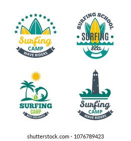 Set collectionh summer surfing logo