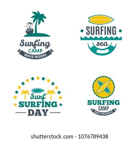 Set collectionh summer surfing logo