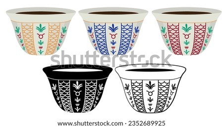 Set collections of Arabic Coffee cups. Traditional Lebanese coffee design Icon Vector Illustration