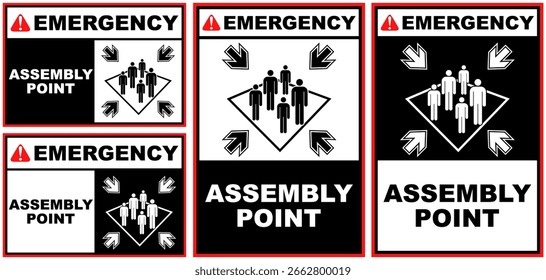 Set Collections Assembly Point Emergency Sign Template Design Vektorgrafik