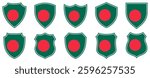 set collections Bangladesh flag in shield badge icon. Bangladesh flag symbol of powerful country. Bangladesh independence day emblem label sticker design template vector illustration