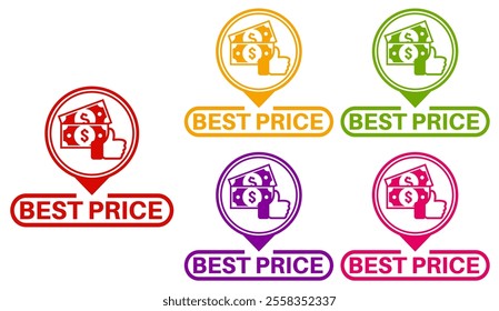 Set collections best price trendy colorful icon sign. special price symbol Best Offer labels design template Vector illustration