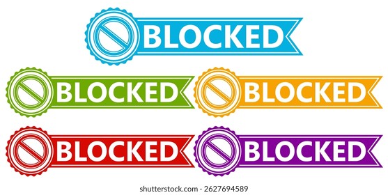 Set collections blocked trendy colorful icon sign. Forbidden sign symbol labels design template Vector illustration