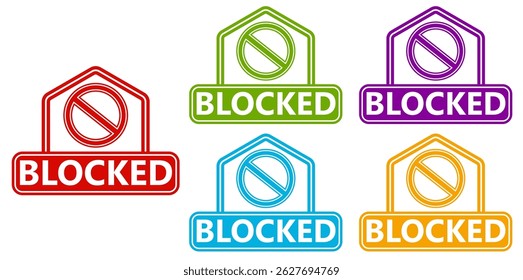 Set collections blocked trendy colorful icon sign. Forbidden sign symbol labels design template Vector illustration
