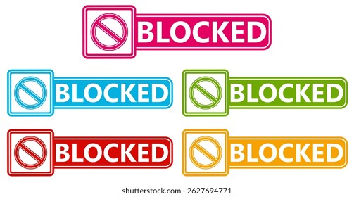 Set collections blocked trendy colorful icon sign. Forbidden sign symbol labels design template Vector illustration