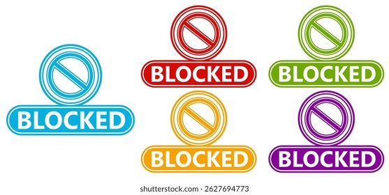 Set collections blocked trendy colorful icon sign. Forbidden sign symbol labels design template Vector illustration