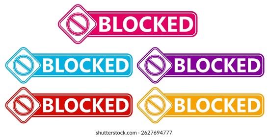 Set collections blocked trendy colorful icon sign. Forbidden sign symbol labels design template Vector illustration