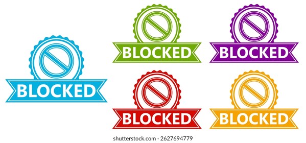 Set collections blocked trendy colorful icon sign. Forbidden sign symbol labels design template Vector illustration