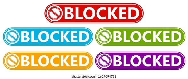 Set collections blocked trendy colorful icon sign. Forbidden sign symbol labels design template Vector illustration