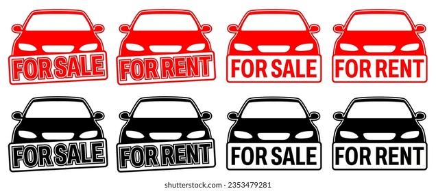 Set collections Car for sale and for rent sign icon design vector illustration