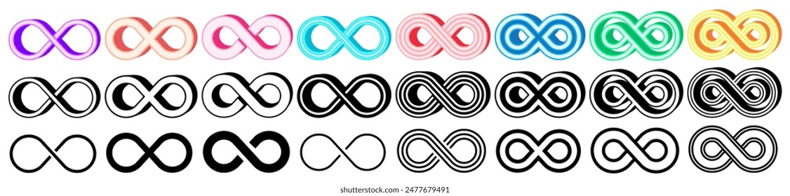 set colecciones colorido de moda Infinity icon. símbolo de bucle ilimitado logo Ilustración vectorial