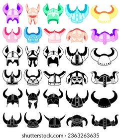 	
Set collections colorful trendy Viking icon. Helmet armor design template vector Illustration