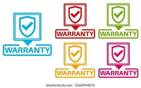 Set collections colorful warranty trendy icon sign. guarantee product label symbol design template Vector illustration