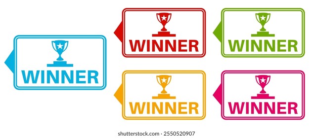 Set collections colorful winner trendy icon sign. champion symbol labels design template Vector illustration