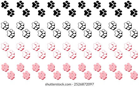 Conjunto de colecciones colorido y elegante gato montés Icono de huella animal. Ilustración vectorial de símbolo de caminata de impresión de pata de gato montés