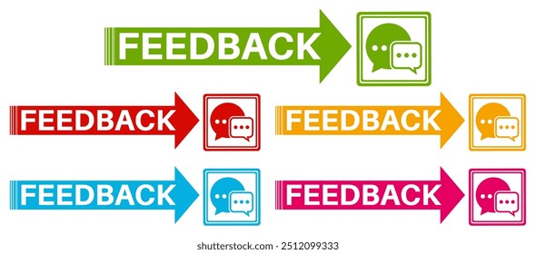 	
set collections colourful trendy feedback icon. criticism Sign label design template vector illustration